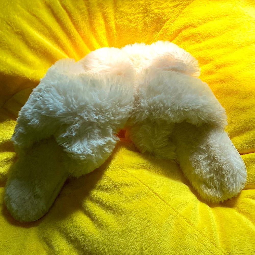 White fluffy slippers